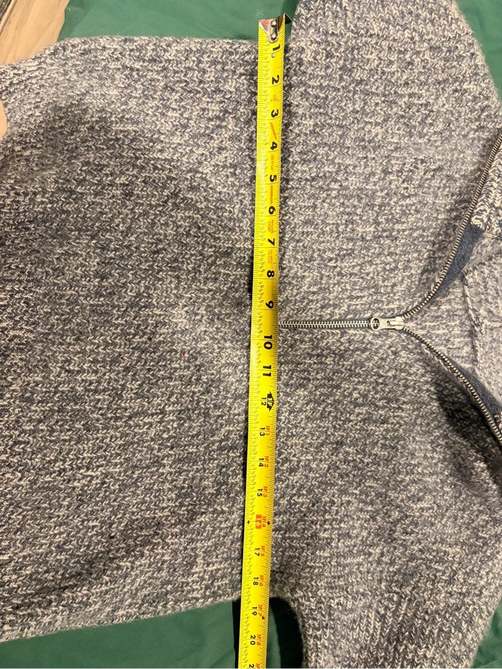 Everlane Heathered Blue-Gray Zip Knit Sweater, 100% wool - Picture 5 of 7